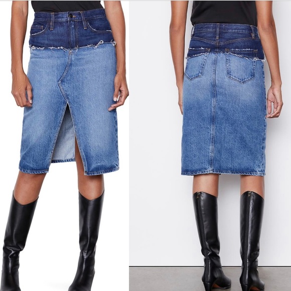 NWT Frame Reconstructed Denim Skirt in Indigo Ombré - Picture 5 of 5